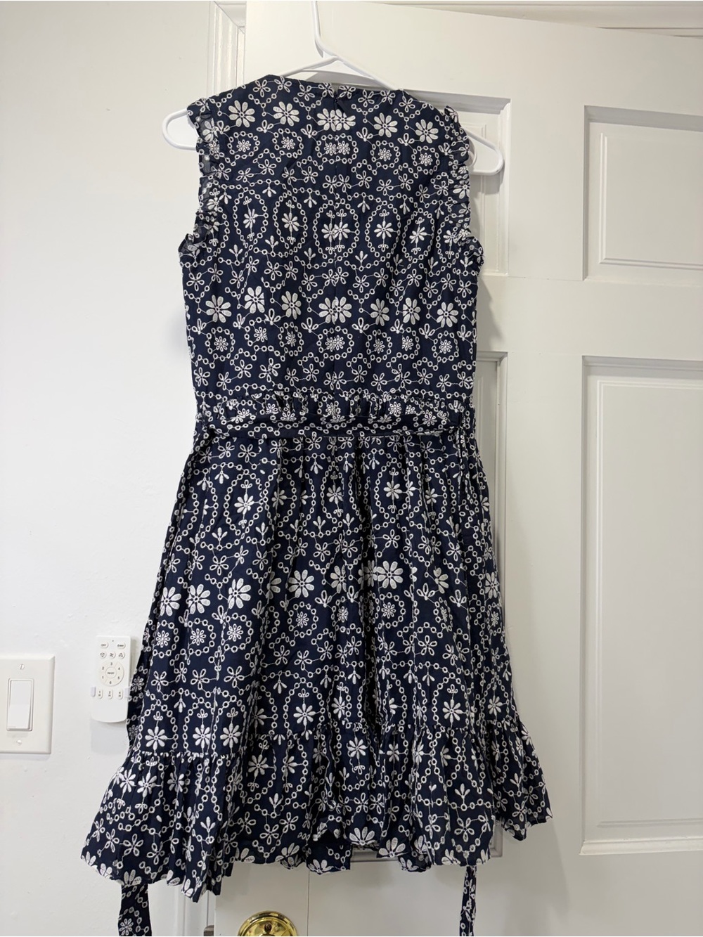 kate spade Navy and White Floral Ruffle Tie-Waist Mini Dress - Picture 4 of 5